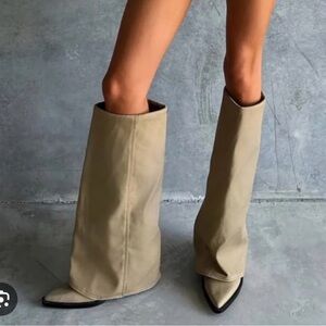 Zara Tan fabric gaiter boots 40